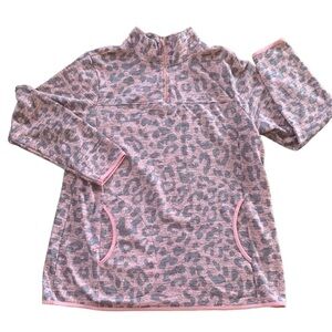 Pink Gray Animal Print Quarter Zip Jacket‎ Size XL